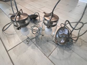 Modern Brushed Nickel Glass Pendant Lights (Set of 2)