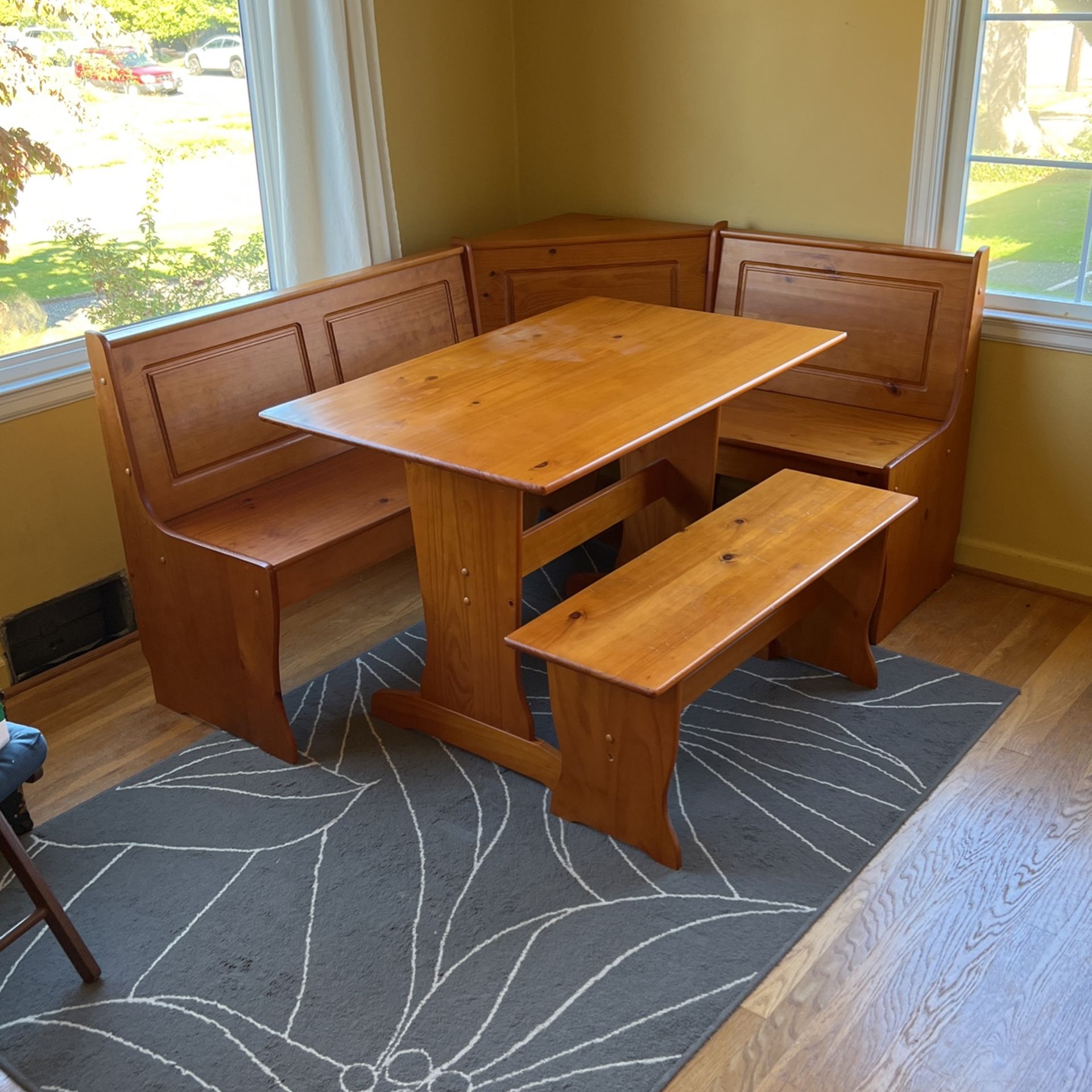 Pending pickup Solid Wood Dining Table Corner Unit with Bench Storage
