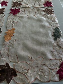 Autumn Leaves Placemats Set Of Four With Red, Brown, Gold, Green Leaves