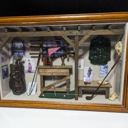 Vintage  14" x 20.5" History of Golf Collectible, Wall Hanging, Wood & Glass Shadow Box