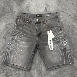 Gray Purple Jean Shorts