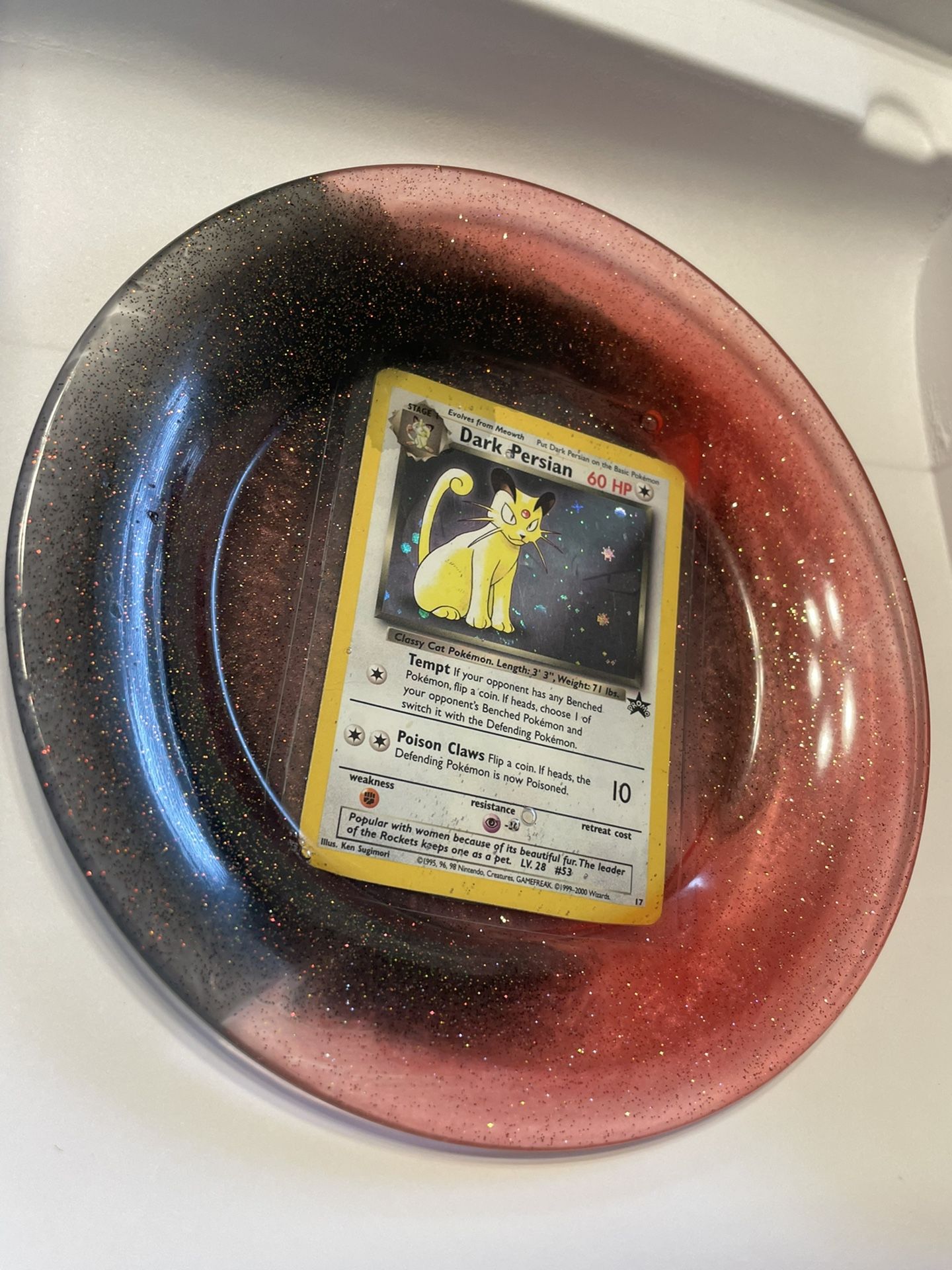 1999 Holographic Dark Persian Promo Pokémon Card Resin Tray