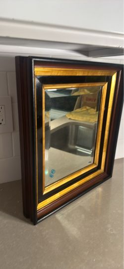 Framed Wall Mirror with Gold Accent 17”-15”