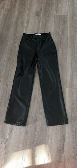 Black Faux Leather Straight-Leg Pants