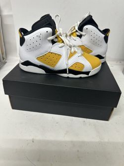 Nike Little Kid's Jordan 6 Retro White/Yellow Ochre-Black DV3605 170 Siz (43303)