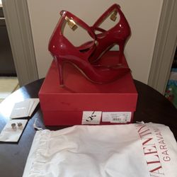 Brand New Valentino Patent Leather Red Ankle Strap Heels