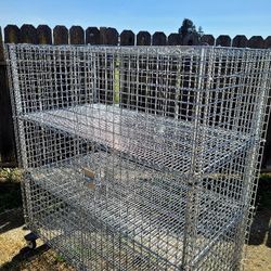 Security Push Cart, Metal, With Wheels, Storage Cart