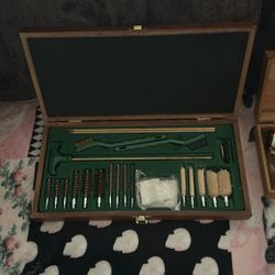 Gun Cleaning Kits In Wooden Boxes 