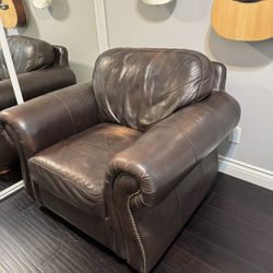 Large Brown Leather Chair 