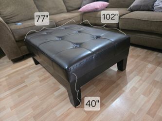Dark brown leather Ottoman