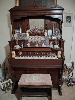 Mid 1800s Antique Organ and bench
