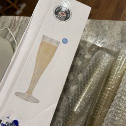 Disposable Glitter Gold Champagne Flutes Set Of 100