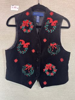 Christmas Vest Karen Scott Velvet 100% cotton size Petite Small