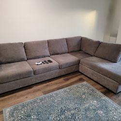 Bonaterra Charcoal Grey Fabric 127" 2 Piece L-Shaped Sectional with Right Arm Facing Corner Chaise