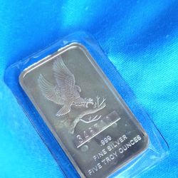Large 5oz .999 Silver Bar☆ Rare!Flying Eagle, SilverTowne Mint