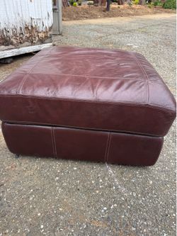 Brown Leather Ottoman / Footrest – Large