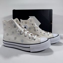 Converse CTAS EVA Lift Hi Egret White Pale Surplus  Floral Platform Sneaker 9