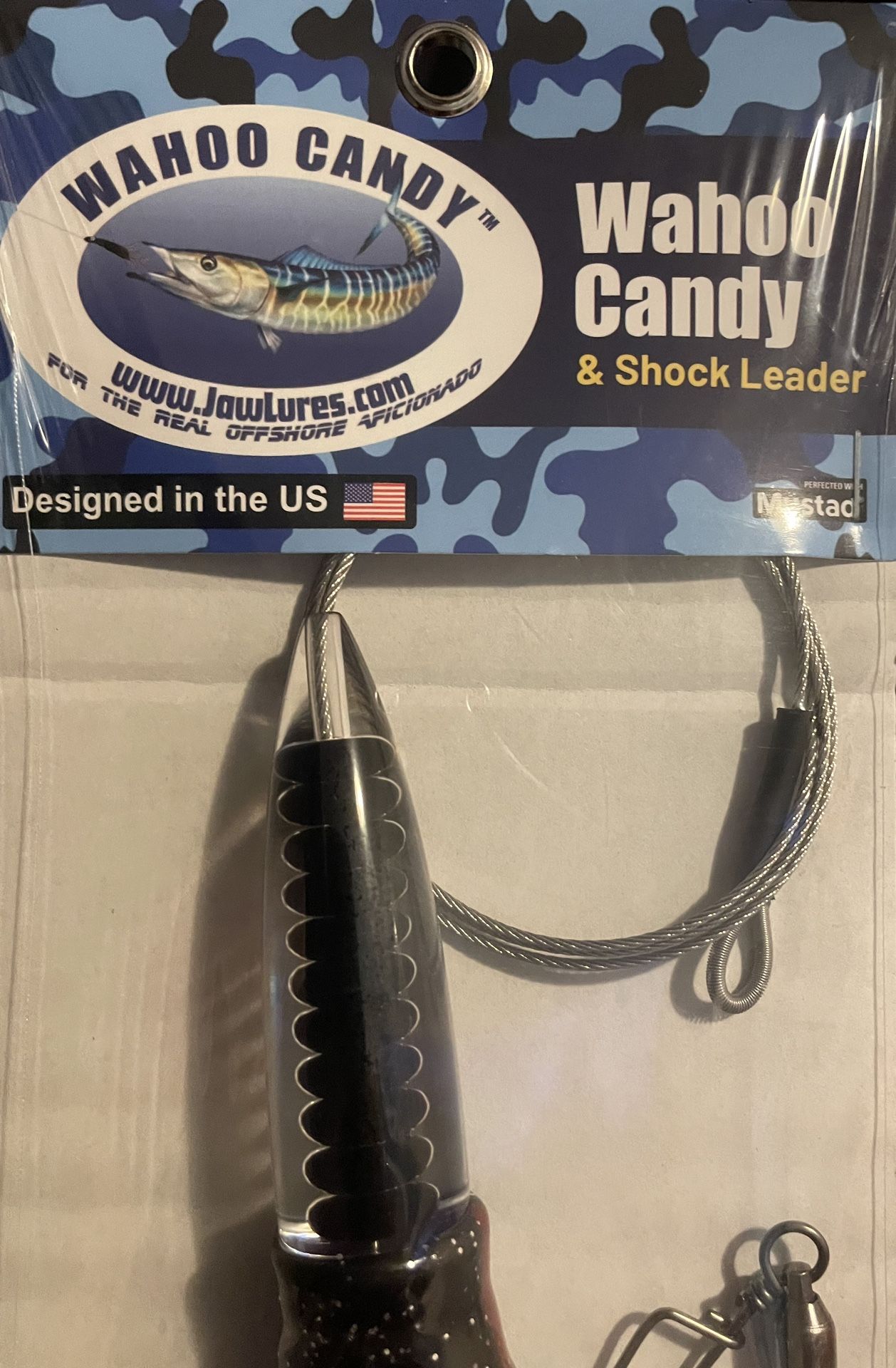 JawLures 12” Wahoo Candy & Shock Leader W/Mustad Tackle 300-480LBS Test 8/0 Hook NEW