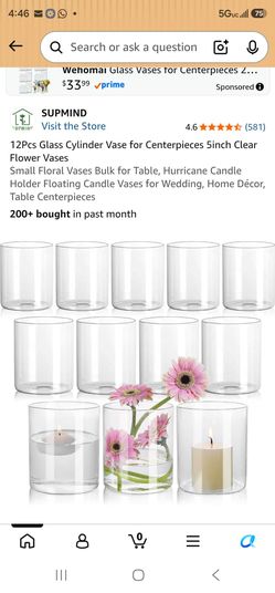 12Pcs Glass Cylinder Vase for Centerpieces
