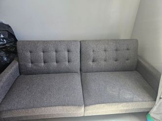 Gray Tufted Fabric Sofa / futon