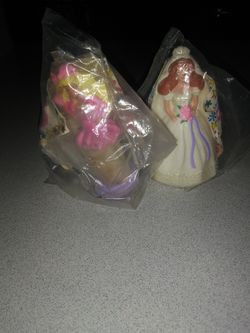 TWO VINTAGE 1990 HAPPY MEAL BARBIES #3 LIGHTS AND LACE & 6 WEDDING DAY MIDGE BOTH NEW FACTORY SEALED