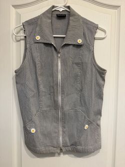 Rafaella Gray Corduroy Zip-Up Vest