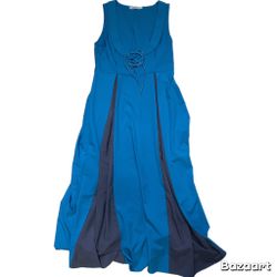 Sz L Vintage Medieval  Corset Lace Renaissance Gothic Cosplay  Dress Blue Gray