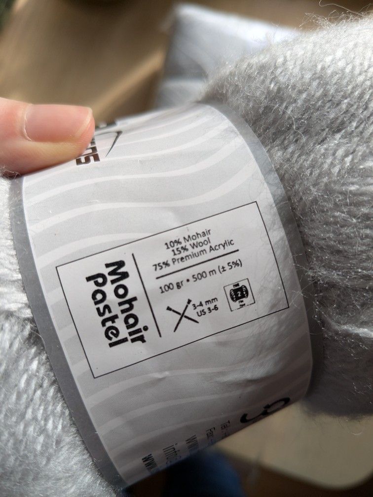 Light Grey Mohair/Wool/Acrylic Blend