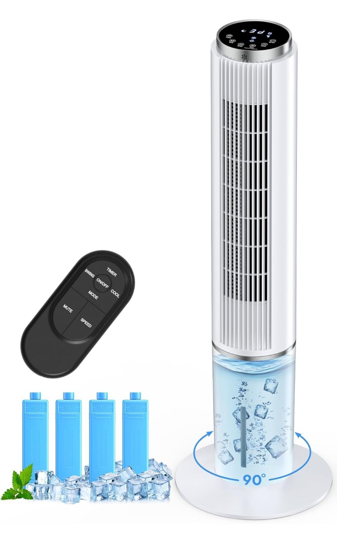 42 INCH Portable evaporative cool w/LED Touch Screen, 4 Mode&3 Speed,1-Gal Tank for 15H