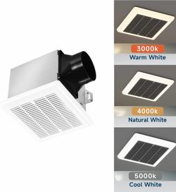 Tech Drive Bathroom Exhaust Fan with Light,80 CFM, 0.8 Sone, 4 Inch Duct 1000lm Dimmable 3CCT Selectable LED Light, Easy to Install Super Quiet Ventil