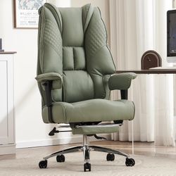 Big and Tall Office Chair 400lbs Wide Seat, Leather High Back Executive Office Chair with Foot Rest, Ergonomic Chairs Lumbar Support for Lower Back Pa