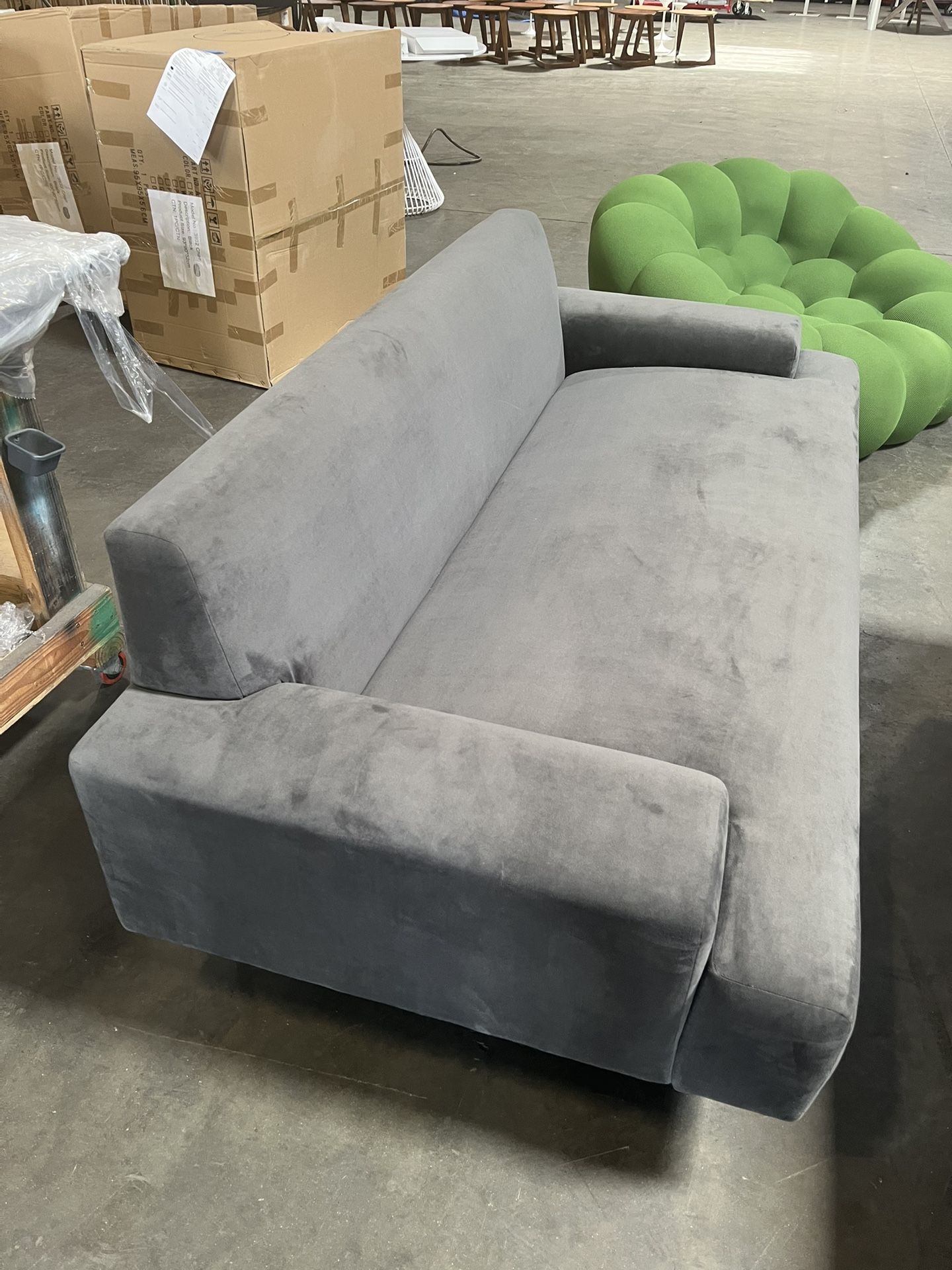 West Elm Gray Velvet Loveseat