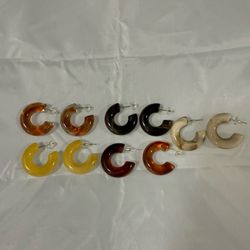 Set of 5 Acrylic Hoop Earrings