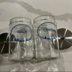 Set Of 2 Grafco Glass Jars Canisters With Metal Lid
