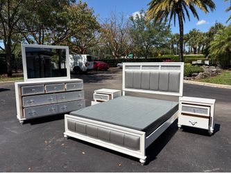 Beautiful Bedroom Set Queen Size Solid Wood White And Gray Color Like New by Coaster fine Furniture