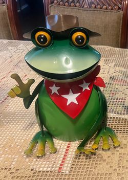 Metal Cowboy Frog Decorative Figurine