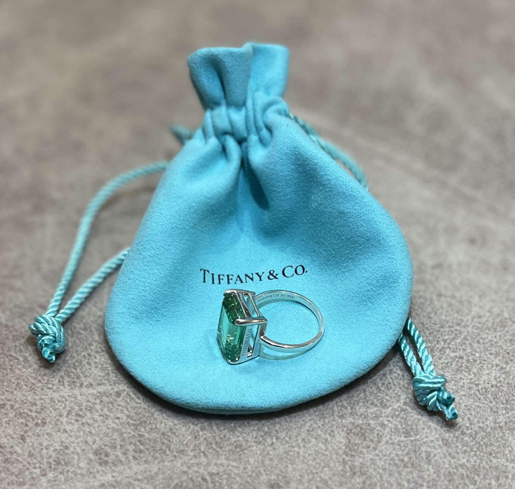 TIFFANY & CO Silver Ring With Emerald Amethyst
