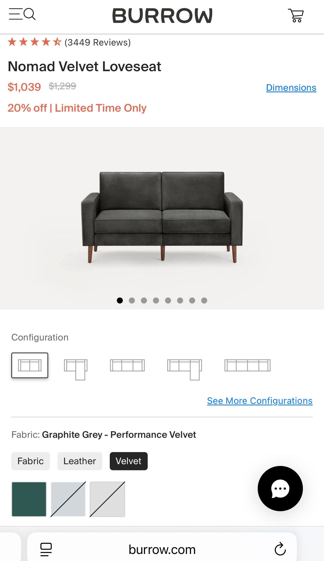 Burrow Nomad Gray Couch (Free Delivery)