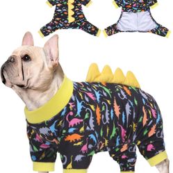 CuteBone Dinosaur Costume Dog Pajamas, Stretchy Spandex Crystal Velvet Sleepwear Coat For Small Dogs