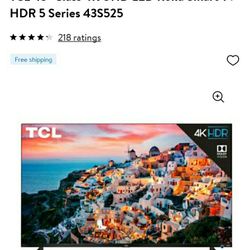 TCL 42 In. Series 5.  4K HDR, Dolby Vision, Roku Tv