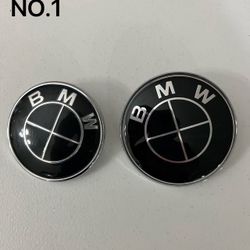 2PCS Front Hood Rear Trunk BMW LOGO Badge Emblem (82mm & 74mm) BM 82 74 YB/JN