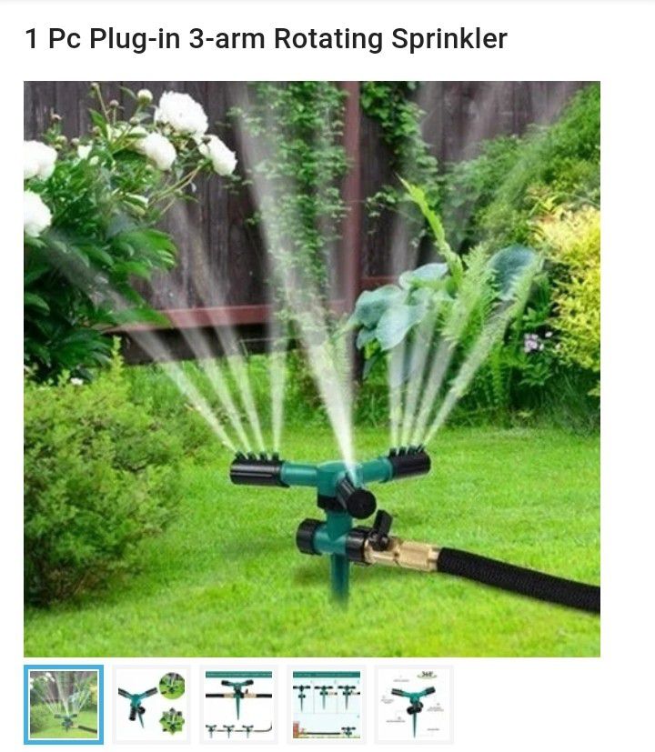 1 Pc Plug-in 3-arm Rotating Sprinkler