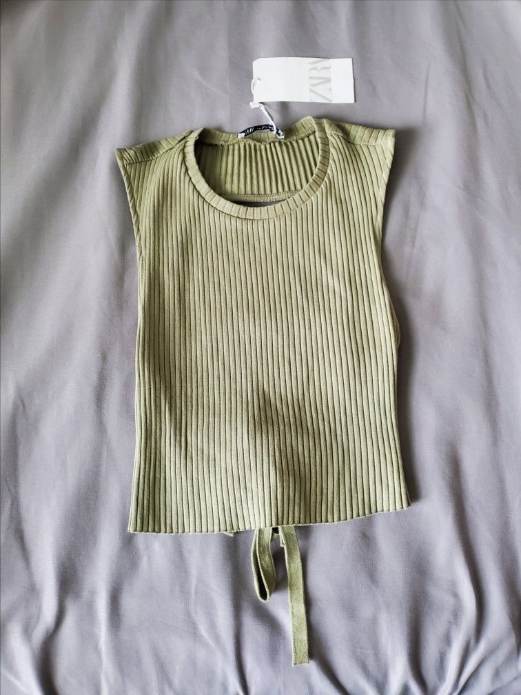Zara Ribbed Open Back Top