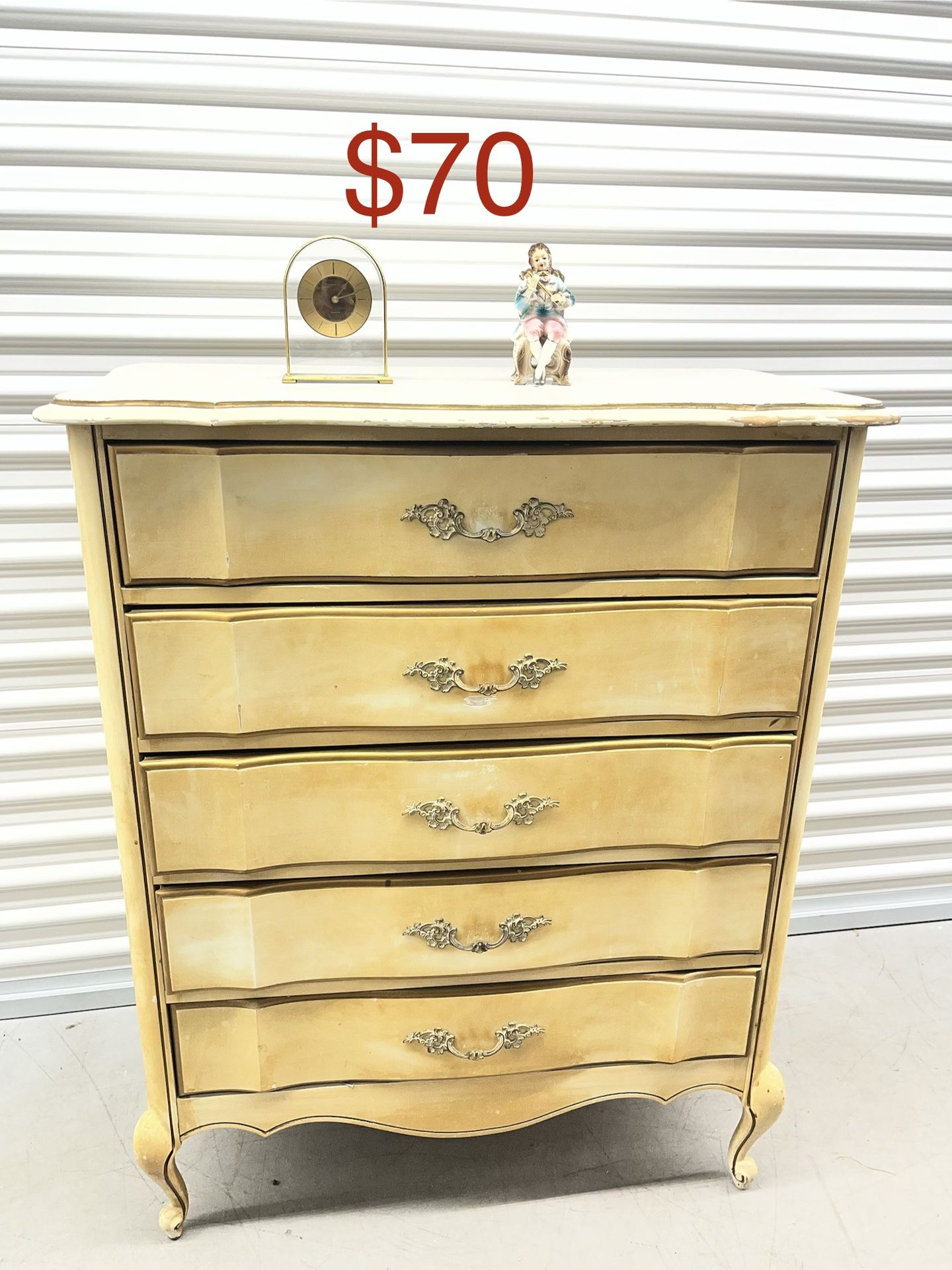 Vintage French Provincial Style 5 Draw Dresser