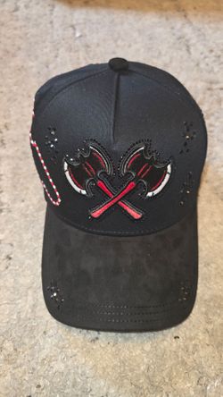 Black Baseball Cap with Crossed Axes Embroidery