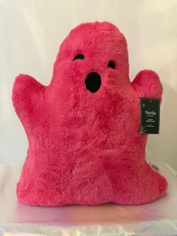 Martha Stewart Bright Hot Pink Plush Ghost Pillow Halloween Decor NWT