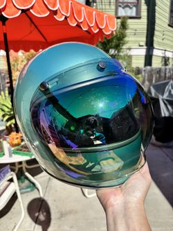 Biltwell Gringo Helmet - Size Large - Seafoam Green + Rainbow Shield