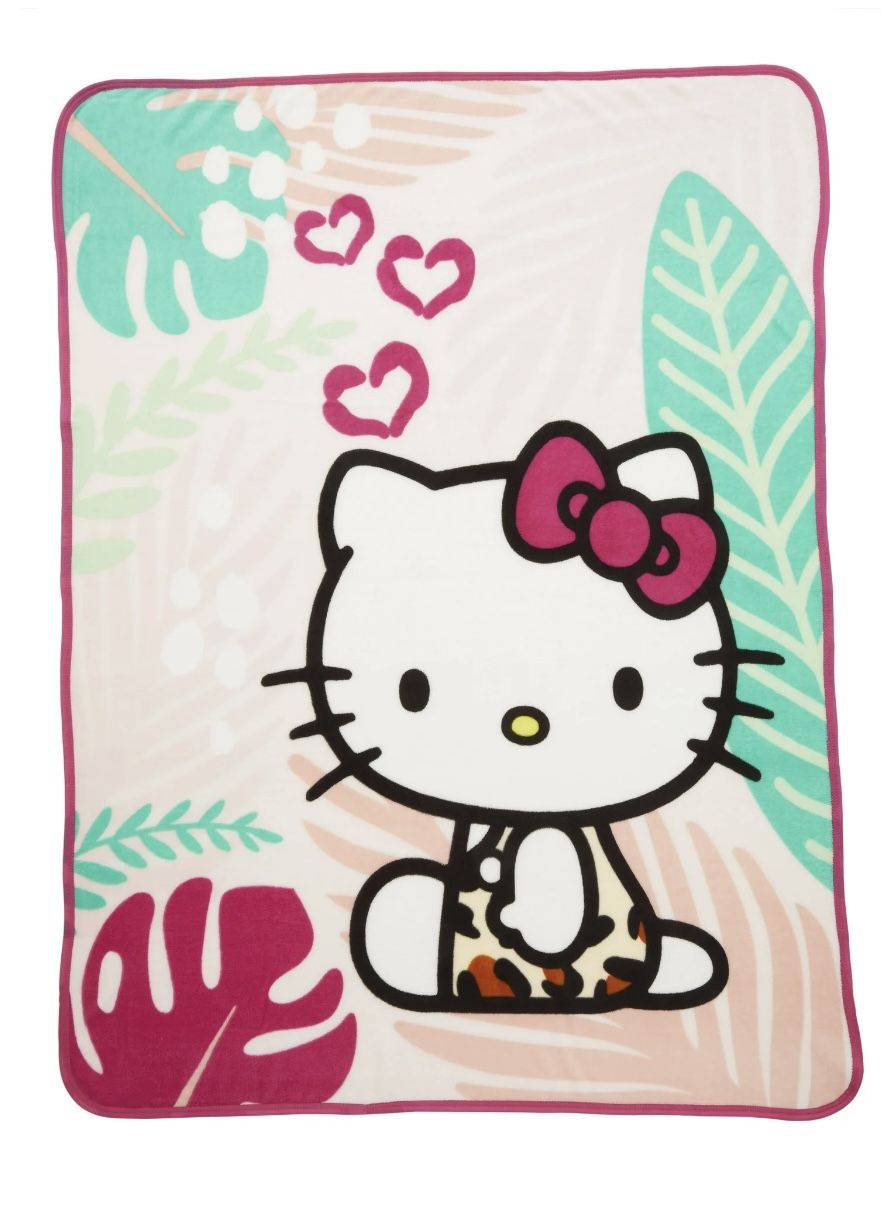 Hello Kitty Kids Pink & White Throw 