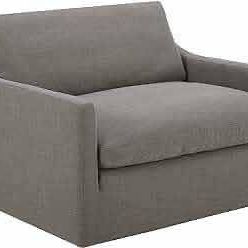 Overstuffed, Oversized, Gray linen chair / Loveseat