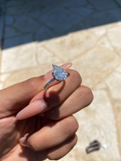 3.5 ct Pear Moissanite Engagement Ring with Half Eternity Band